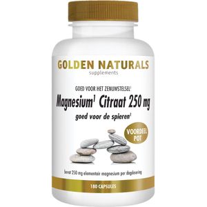 Golden Naturals Magnesium Citraat 250mg (180 veganistische capsules)