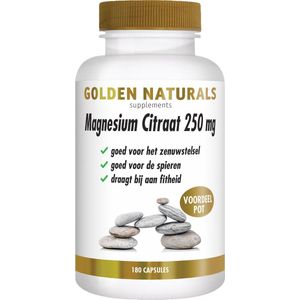 Golden Naturals Magnesium Citraat 250mg (180 veganistische capsules)