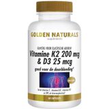 Golden Naturals Vitamine K2 200 mcg & D3 25 mcg 60 vegetarische capsules