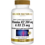 Golden Naturals Vitamine K2 200 mcg & D3 25 mcg 60 vegetarische capsules