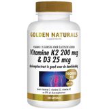 Golden Naturals Vitamine K2 200 mcg & D3 25 mcg 180 vegetarische capsules