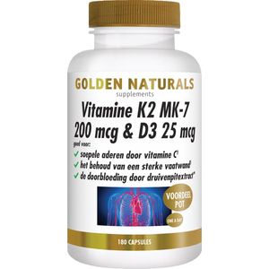 Vitamine K2 MK-7 200 mcg & D3 25 mcg - Supplement - 100 Capsules