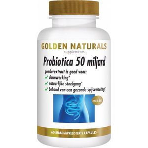 Golden Naturals Probiotica 50 miljard 60 veganistische maagsapresistente capsules