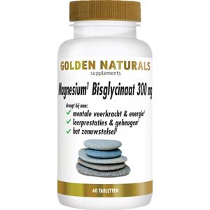 Golden Naturals Magnesium Bisglycinaat 300 mg (60 veganistische tabletten)