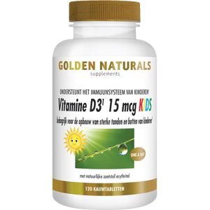 Golden Naturals Vitamine D3 15 mcg KIDS 120 veganistische kauwtabletten
