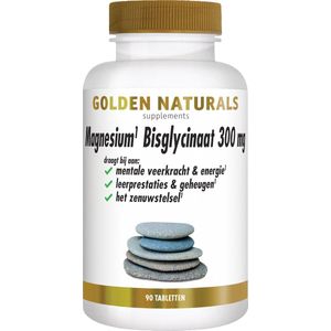 Golden Naturals Magnesium Bisglycinaat 300mg (90 veganistische tabletten)