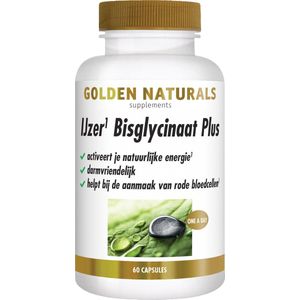 Golden Naturals - IJzer Bisglycinaat Plus - 60 Veganistische Capsules