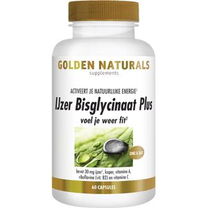 Golden Naturals IJzer Bisglycinaat Plus 60 veganistische capsules