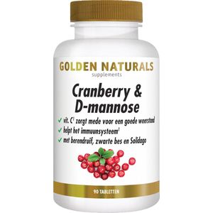 Golden Naturals - Cranberry & D-mannose - 90 Veganistische Tabletten