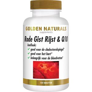 Golden Naturals - Rode Gist Rijst & Q10 - 120 Veganistische Tabletten