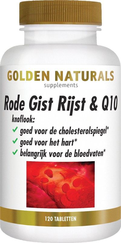 Rode Gist Rijst & Q10 van Golden Naturals 120 veganistische tabletten
