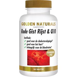Golden Naturals Rode Gist Rijst & Q10 (360 veganistische tabletten)