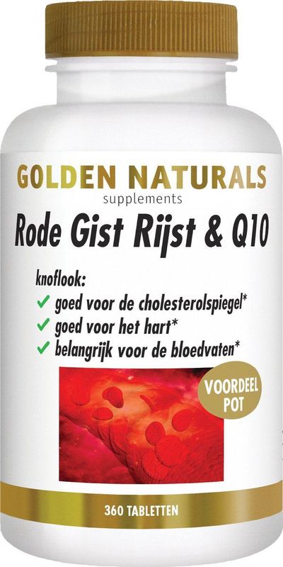 Golden Naturals - Rode Gist Rijst & Q10 - 360 Veganistische Tabletten