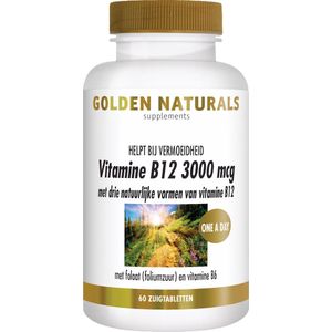 Golden Naturals Vitamine B12 3000mcg (60 veganistische zuigtabletten)