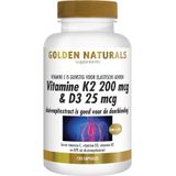 Golden Naturals Vitamine k2 200 mcg & d3 25 mcg 120 vegetarische capsules