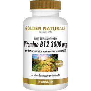 Golden Naturals Vitamine b12 3000 mcg 120 veganistische zuigtabletten