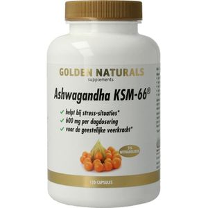 Golden Naturals Ashwagandha KSM-66 (120 vegetarische capsules)