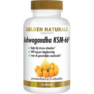 Golden Naturals Ashwagandha 600 mg 60 vegetarische capsules