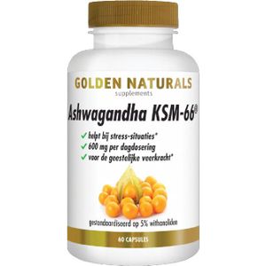 Golden Naturals - Ashwagandha Capsules - Voedingssupplement - 60 Stuks