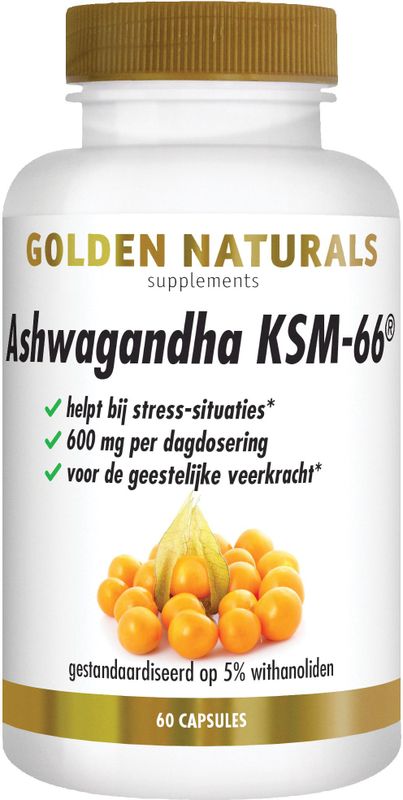 Ashwagandha KSM-66 van Golden Naturals 60 veganistische capsules