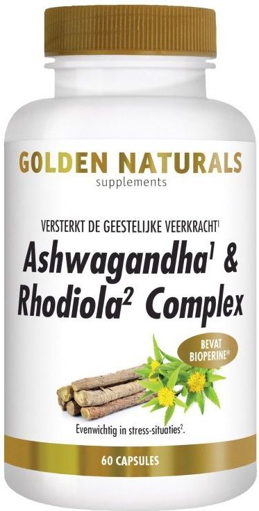 Golden Naturals - Ashwagandha & Rhodiola - 60 Vegacapsules