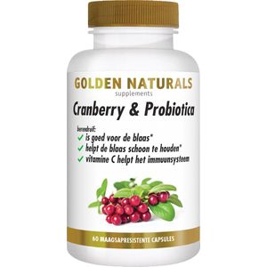 Golden Naturals Cranberry & Probiotica  60veganistische maagsapresistente capsules |