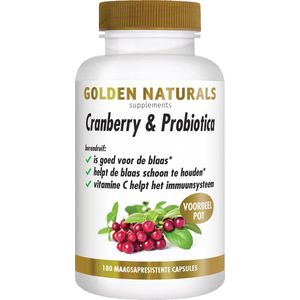 Golden Naturals Cranberry & Probiotica (180 veganistische maagsapresistente capsules)