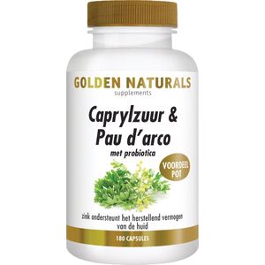 Golden Naturals Caprylzuur en pau d'arco formule met probiotica 180 vegetarische capsules