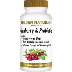 Golden Naturals Cranberry & Probiotica 30 veganistische maagsapresistente capsules