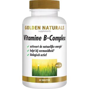 Golden Naturals - Vitamine B-complex - 60 Veganistische Tabletten - Essentiële B-vitaminen
