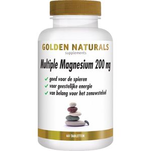 Golden Naturals - Multiple Magnesium - 200mg - 60 Veganistische Tabletten