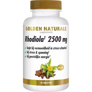 Golden Naturals - Rhodiola 2500mg - Vegan - 60 Tabletten