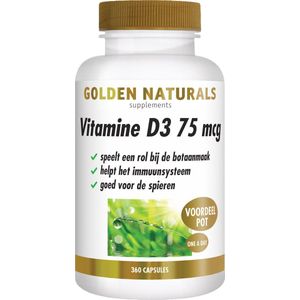 Vitamine D3 - 75 mcg - Golden Naturals - Softgelcapsules