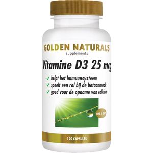 Vitamine D3 - 25 mcg - Golden Naturals - Natuurlijke Bron