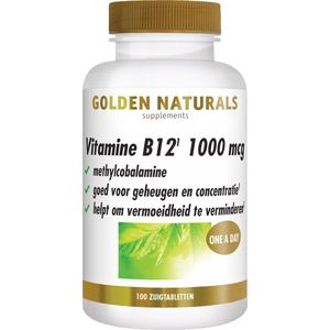 Golden Naturals - Vitamine B12 - 1000 mcg - 100 Veganistische Zuigtabletten