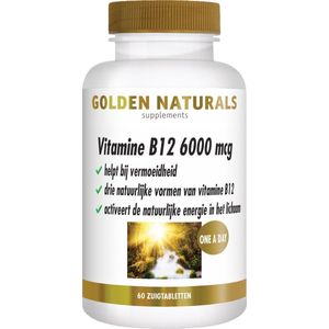 Golden Naturals - Vitamine B12 - 6000 mcg - Supplement - Hoogwaardige Formule