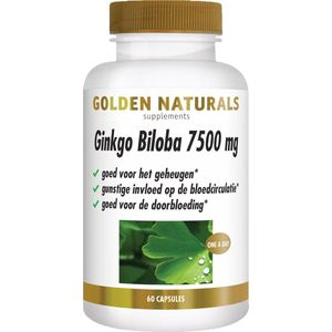 Golden Naturals - Ginkgo Biloba - 7500mg - 60 Veganistische Capsules