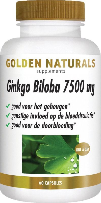 Golden Naturals - Ginkgo Biloba - 7500mg - 60 Veganistische Capsules