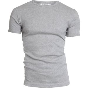Garage 301 - Semi Bodyfit T-shirt ronde hals korte mouw grijs melange M 85 katoen viscose 1x1 rib