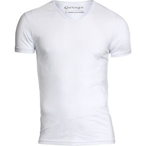 Garage 202 - Bodyfit T-shirt V-hals korte mouw wit S 95 katoen 5 elastan