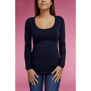 Garage 704 - Dames Bodyfit T-shirt ronde hals lange mouw navy XS 95 katoen 5 elastan