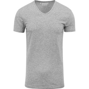 Garage 202 - Bodyfit T-shirt V-hals korte mouw grijs melange S 80 katoen viscose 5 elastan