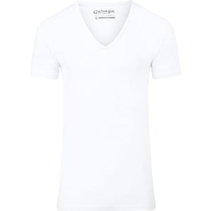 Garage 206 - Bodyfit T-shirt diepe V-hals korte mouw wit S 95 katoen 5 elastan