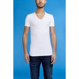 Garage 206 - Bodyfit T-shirt diepe V-hals korte mouw wit M 95 katoen 5 elastan