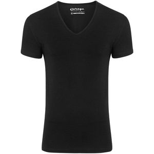 Garage 206 - Bodyfit T-shirt diepe V-hals korte mouw zwart S 95 katoen 5 elastan
