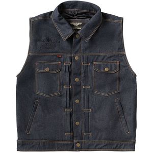 Westkust Choppers - Denim Vest - Blauw - 100% Leer - 100% Polyester Voering