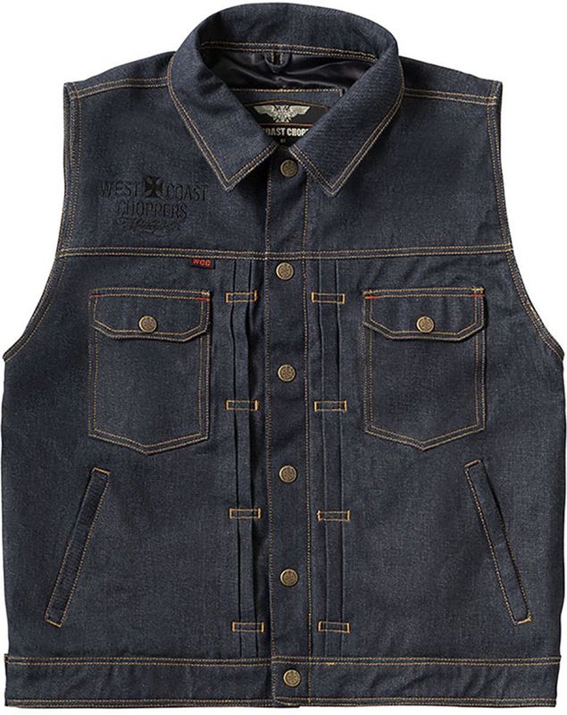 Westkust Choppers - Denim Vest - Blauw - 100% Leer - 100% Polyester Voering