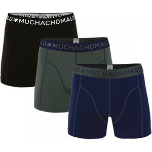 Muchachomalo Boxershort - Set van 3 - Donkerblauw - Armygroen - Zwart - Katoen