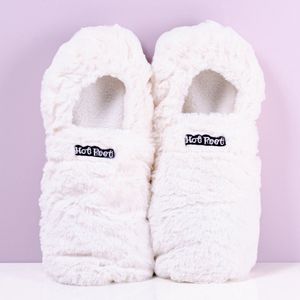 Magnetron Sloffen Deluxe - Wit - Snel en Makkelijk Opgewarmde Pantoffels - One Size Fits All - Luxe Uitvoering - Lavendel Lijnzaad - Hot Feet Sloffen