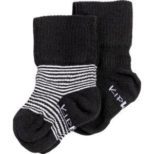 KipKep Babysokjes Zwart: Blijf-Sokjes - Maat 6-12 mnd - Zwart-wit gestreept - 2 paar